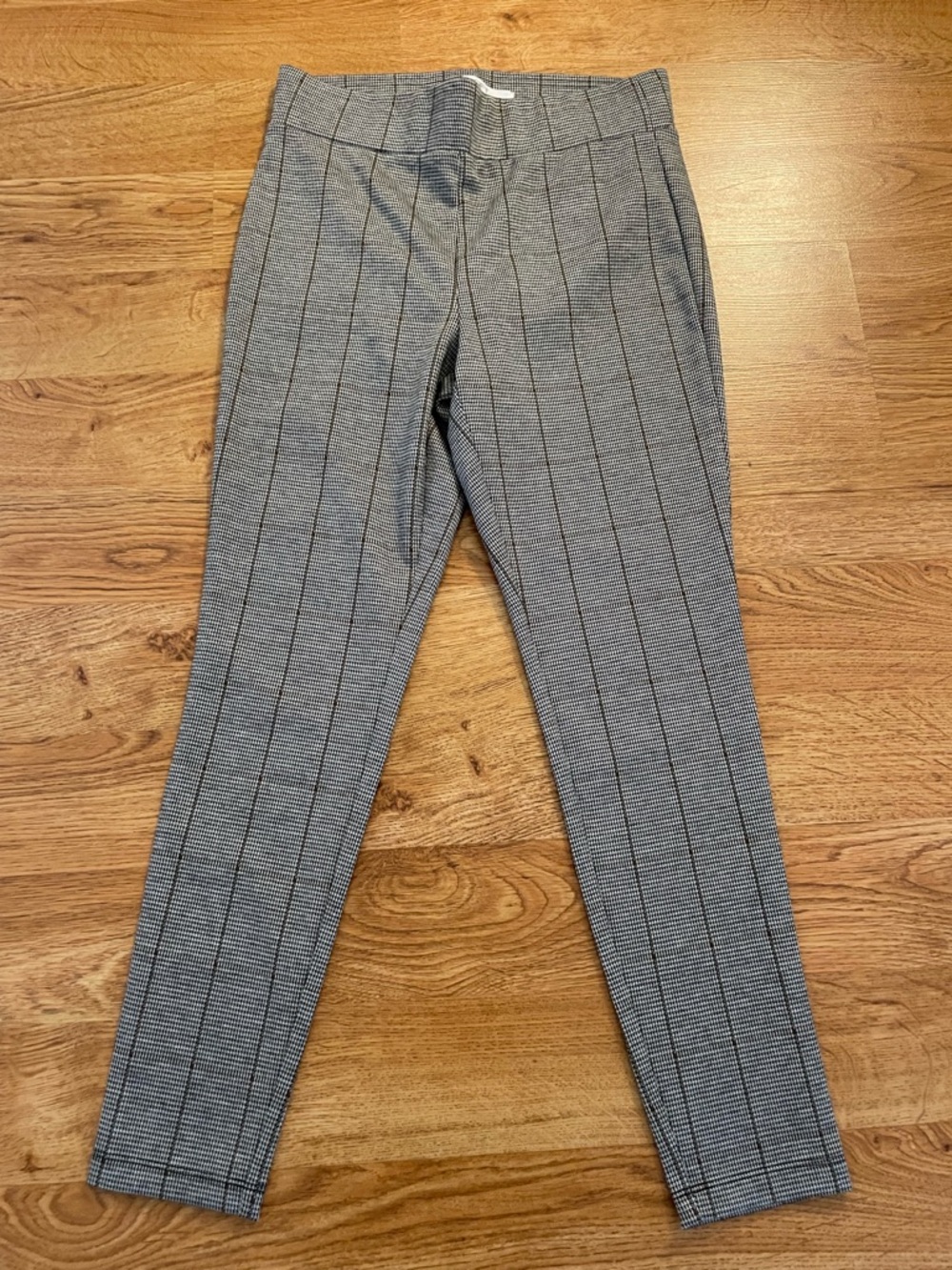 LOFT Glen Plaid Straight Leg Career Pants Black Brown Small Petite
